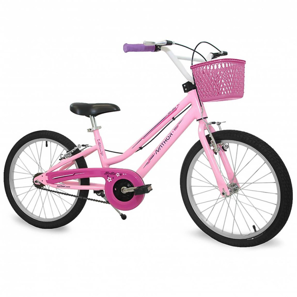 Bicicleta Infantil Aro 20 Rosa c/ Cestinha: Nathor Bella