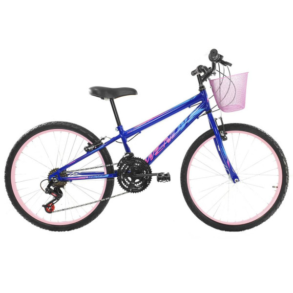 Bicicleta Aro 24 Infantil Wendy com Cestinha para Menina