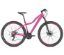 Bicicleta 29 Feminina Absolute 24V Freio Hidráulico Cambio Shimano k7 de cor predominante preta e detalhes em rosa e azul