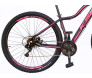 Bicicleta Aro 29 KSW MWZA Feminina 21v Freio a Disco na cor preta e escrita roxa
