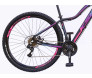 Bicicleta Aro 29 KSW MWZA 2020 Feminino Altus 24v Hidráulico com cor predominante preta e escrita roxa