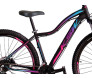 Bicicleta Aro 29 KSW MWZA 2020 Feminina 27v Hidráulico K7 na cor preta e escrita rosa
