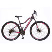 Bicicleta Aro 29 KSW MWZA Feminina 21v Freio a Disco na cor preta e escrita rosa claro