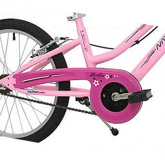 Bicicleta Infantil aro 20 Nathor Bella Rosa com capa de proteção de coroa